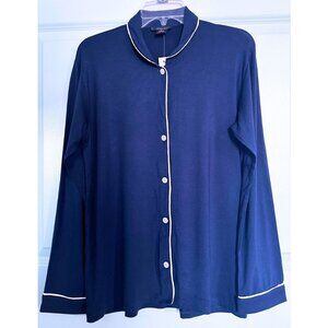 J. CREW Men's Navy Satin Silky Buttoned PJ Top Size Small NWT